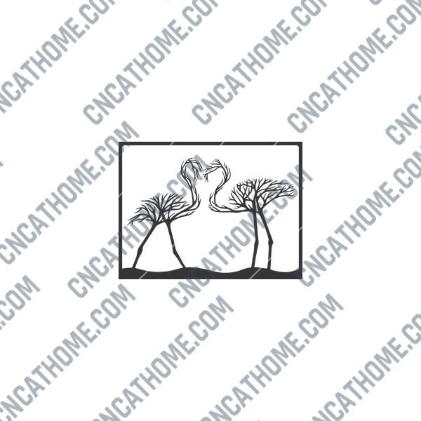 Tree Flamingo Wall Decor DXF File