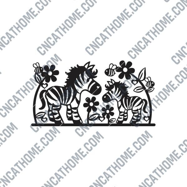 Zebra Flowers Decoration for Kids DXF File